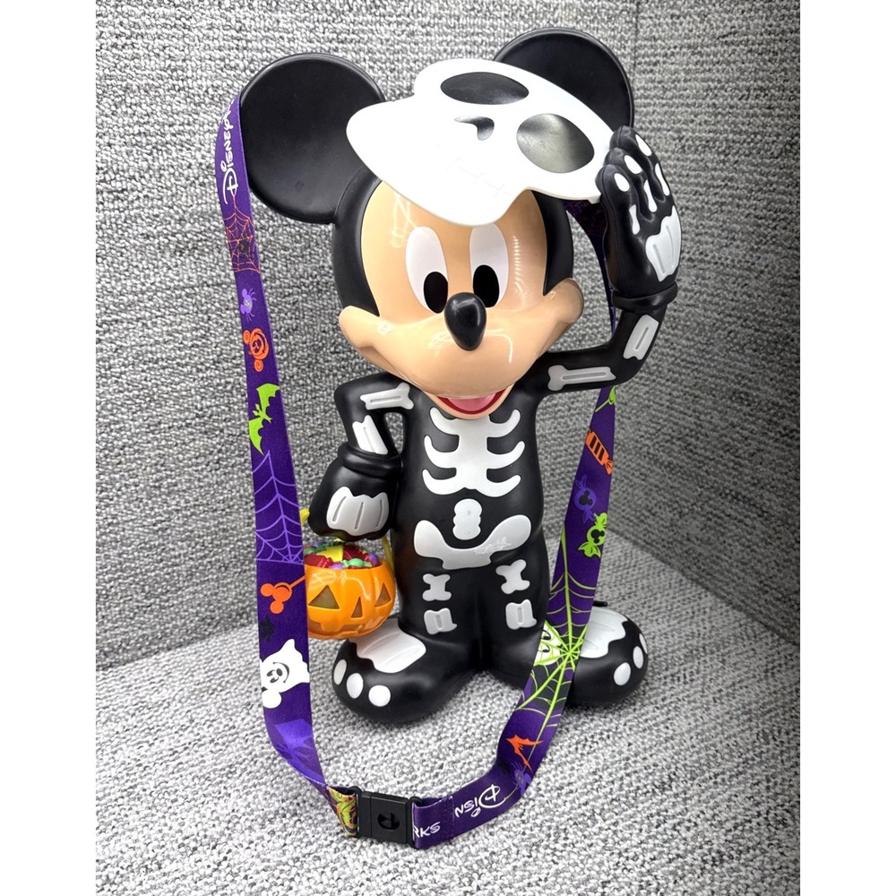Disney Parks Halloween Popcorn Bucket Skeleton Mickey Mouse Glow In The Dark 15"